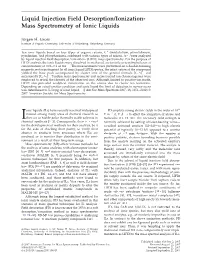 Liquid Injection Field Desorption/Ionization-Mass