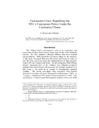 Regulating the NFL's Concussion Policy Under the Commerce Clause