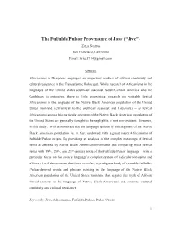 The Fulfulde:Pulaar Provenance of Jaav