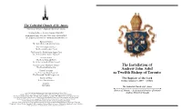 The Installation of Andrew John Asbil As Twelfth Bishop of Toronto