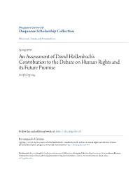 An Assessment of David Hollenbach's Contribution to the Debate on Human Rights and Its Future Promise Joseph Oppong