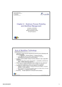 Business Process Modeling and Workflow Management