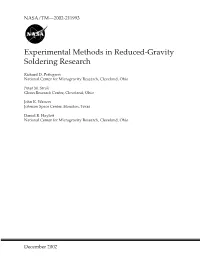 Experimental Methods in Reduced-Gravity Soldering Research