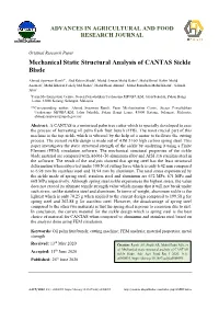 Mechanical Static Structural Analysis of CANTAS Sickle Blade