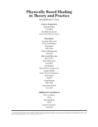 Physically Based Shading in Eory and Practice