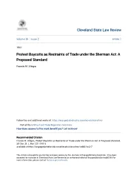 Protest Boycotts As Restraints of Trade Under the Sherman Act: a Proposed Standard