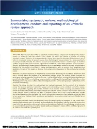 Summarizing Systematic Reviews: Methodological Development