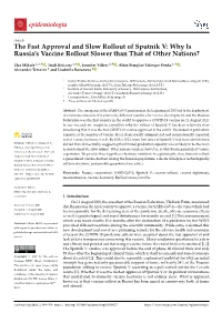 The Fast Approval and Slow Rollout of Sputnik V: Why Is Russia's Vaccine
