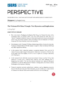 The Vietnam-US-China Triangle: New Dynamics and Implications