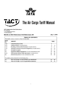 Bulletin to TACT Rules Issue 76 & Rates Issue 169 July 1, 2009
