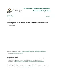 Selecting New Kinds of Dung Beetles for Better Bush Fly Control