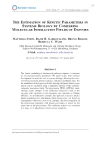 The Estimation of Kinetic Parameters in Systems Biology by Comparing Molecular Interaction Fields of Enzymes