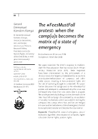 The #Feesmustfall Protest: When the Camp(U)S Becomes the Matrix of a State of Emergency