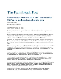Even 0-6 Start Can't Mar Fact That FAU's New Stadium Is an Absolute Gem by DAVE GEORGE