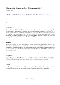 Glossary for Syntax in Three Dimensions (2015) © Carola Trips