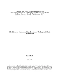 High Frequency Trading and Hard Information