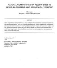 Natural Communities of Yellow Bogs in Lewis