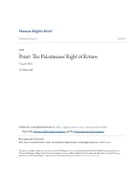 The Palestinians' Right of Return Point