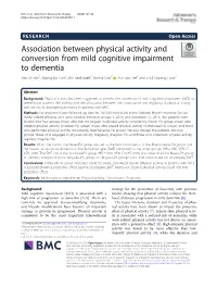 Association Between Physical Activity and Conversion from Mild Cognitive Impairment to Dementia