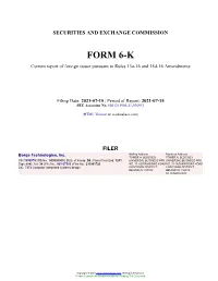 Borqs Technologies, Inc. Form 6-K Current Event Report Filed 2021-07-15