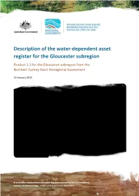 Description of the Water-Dependent Asset Register for the Gloucester