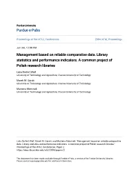 Management Based on Reliable Comparative Data. Library Statistics and Performance Indicators