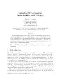 Oriented Hypergraphs: Introduction and Balance