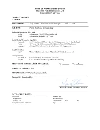 Port of Palm Beach District Request for Discussion and Commission Action
