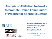 Social Network Analysis of Affiliation Networks