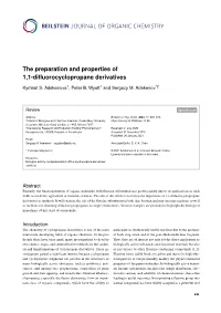The Preparation and Properties of 1,1-Difluorocyclopropane Derivatives
