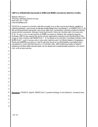 USP18 Is Differentially Expressed in SARS and MERS Coronavirus
