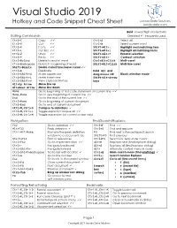 Visual Studio 2019 Hotkey and Code Snippets Cheat Sheet