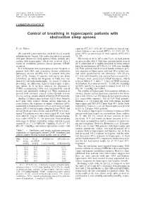 Control of Breathing in Hypercapnic Patients with Obstructive Sleep Apnoea