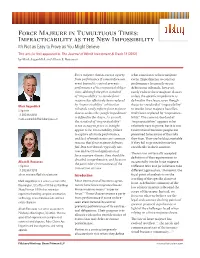Force Majeure in Tumultuous Times: Impracticability As the New