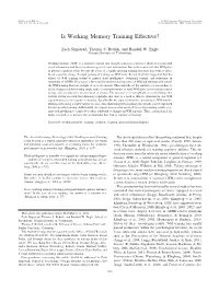 Is Working Memory Training Effective?