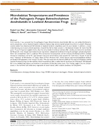 Microhabitat Temperatures and Prevalence of The