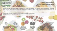 Spring | Summer 2021 Pre-Boxed Business Menu