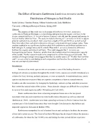 The Effect of Invasive Earthworm Lumbricus Terrestris on The