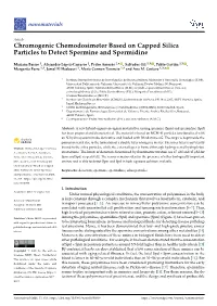 Chromogenic Chemodosimeter Based on Capped Silica Particles to Detect Spermine and Spermidine