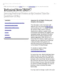 Important for All Apple Printing and Graphics Developers: the Information in This Technote Is Still Relevant up to and Including