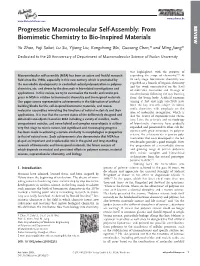 Progressive Macromolecular Selfassembly: from Biomimetic