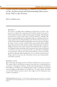 Public Library Buildings in Finland: an Analysis of The