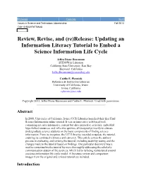 Review, Revise, and (Re)Release: Updating an Information Literacy Tutorial to Embed a Science Information Life Cycle