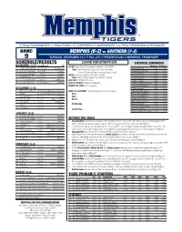 SCHEDULE/RESULTS MEMPHIS (6-2) Vs SOUTHERN (7-2)