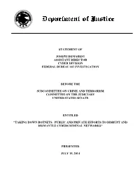 Statement of Joseph Demarest Assistant Director Cyber Division Federal Bureau of Investigation Before the Subcommitt
