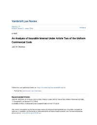 An Analysis of Insurable Interest Under Article Two of the Uniform Commercial Code