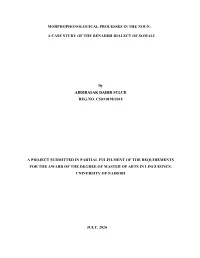 Morphophonological Processes in the Noun: a Case Study of the Benadiri Dialect of Somali