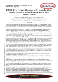 PRINO (Peer Reviewed in Name Only) Journals: When Quality Control in Scientific Publications Fails