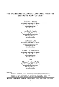 The Ideophones in Anaang Language: from the Syntactic Point of View