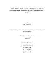 Anabaptist to Zwieback: Textual Access and Exclusion In
